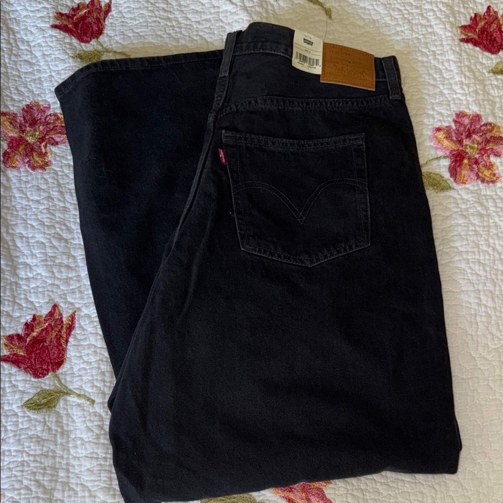 NWT Women’s Black Ribcage Wide Leg Denim